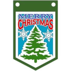 pine tree merry christmas banner