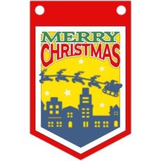 santa claus flying in the city banner