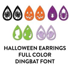 halloween earrings full color dingbat font