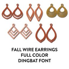 fall colors wire hoop earrings full color dingbat font