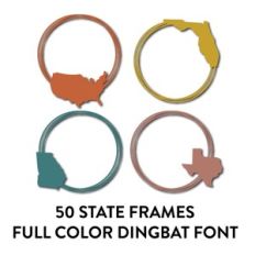 50 states frames full color dingbat font 2