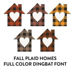 fall plaid home love full color dingbat heart