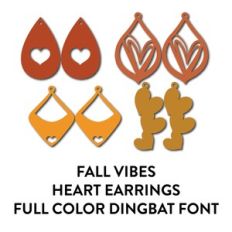 fall vibes heart earrings full color monogram font