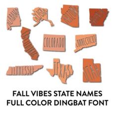 fall vibes state names full color dingbat font