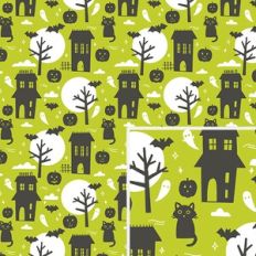 Haunted House and Trees Pattern