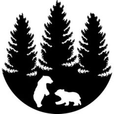 bears playing in the wood circle