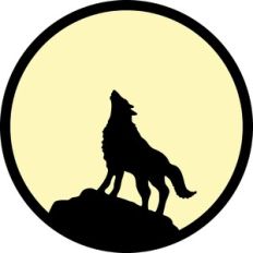 full moon and wolf circle frame