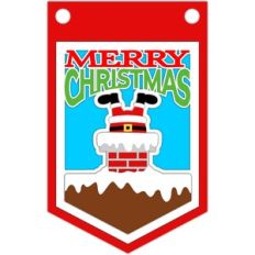 santa in the chimney merry christmas banner