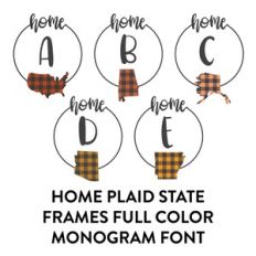 home plaid frames full color monogram font