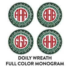 doily wreath full color monogram font