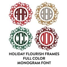holiday flourish monogram frames full color font