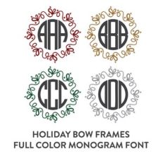 holiday bow frames full color monogram font