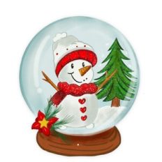 Cute Snowman in Christmas Crystal Ball Print n Cut Design