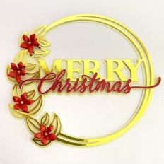 CAKE TOPPER MERRY CHRISTMAS WITH FLOWER