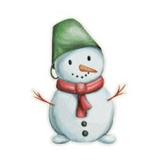 Watercolor Snowman