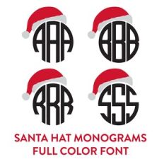 santa hat full color monogram font 2