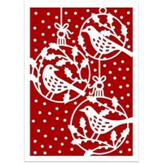 Birds and Holly Christmas Ornament Card