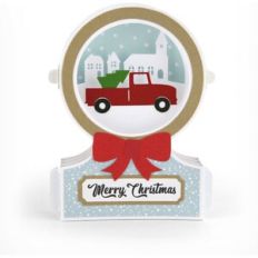 Snowglobe Shadow Box Card Red Truck