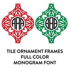tile ornament frame full color monogram font