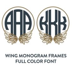 wing monogram frames full color monogram font
