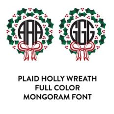 plaid holly wreath full color monogram font 2