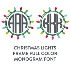 Christmas lights frame full color monogram font