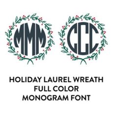 holiday laurel full color monogram font