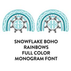 snowflake rainbow full color monogram font 2