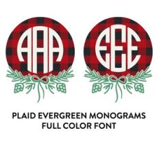 plaid evergreen monograms full color font