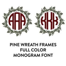 pine wreath full color monogram font