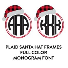 santa plaid hat frames full color monogram font