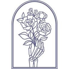 skeleton hand with flowers