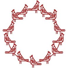 Festive Cardinal Bird Wreath Circle Frame