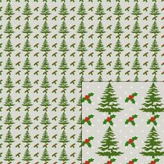 holly and christmas tree pattern