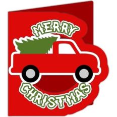 red truck merry christmas card