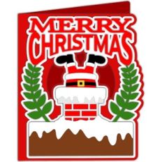 santa in the chimney merry christmas card