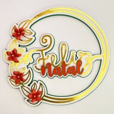 Feliz Natal Cake Topper with flower