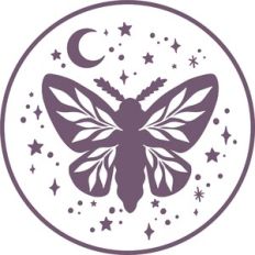 moth with moon and stars