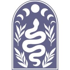 snake with moon phases and leaves