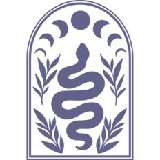 snake with moon phases and leaves