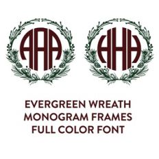evergreen wreath full color monogram font