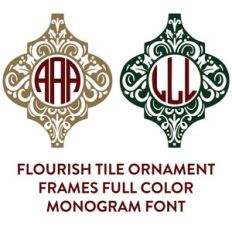 flourish ornament frames full color monogram font