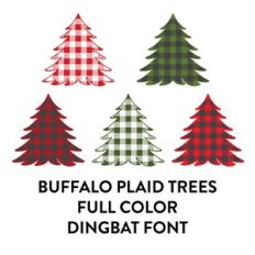 buffalo plaid christmas tree full color dingbat font neutrals