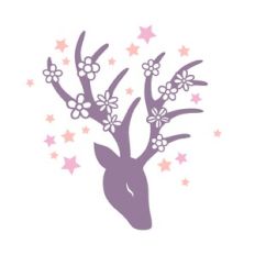 Cute pink floral Reindeer head