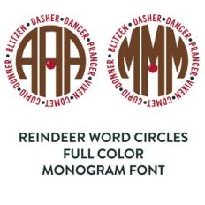 reindeer word circles full color monogram font