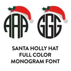 santa holly hat full color monogram font
