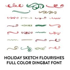 holiday sketch flourishes full color dingbat font