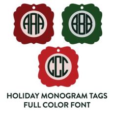 holiday monogram tags full color font