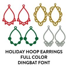 holiday hoop earrings full color dingbat font