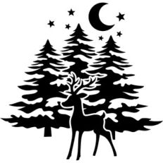 deer and pine trees